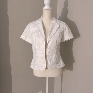 White House Black Market, White, Short Sleeve Blazer, Size 6.
